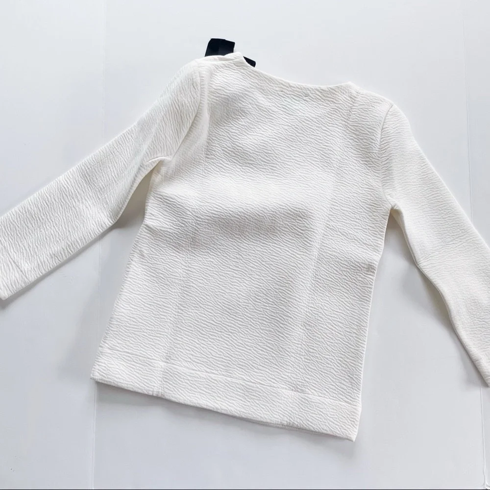 J.Crew Cream Textured Sweater with Black Accent